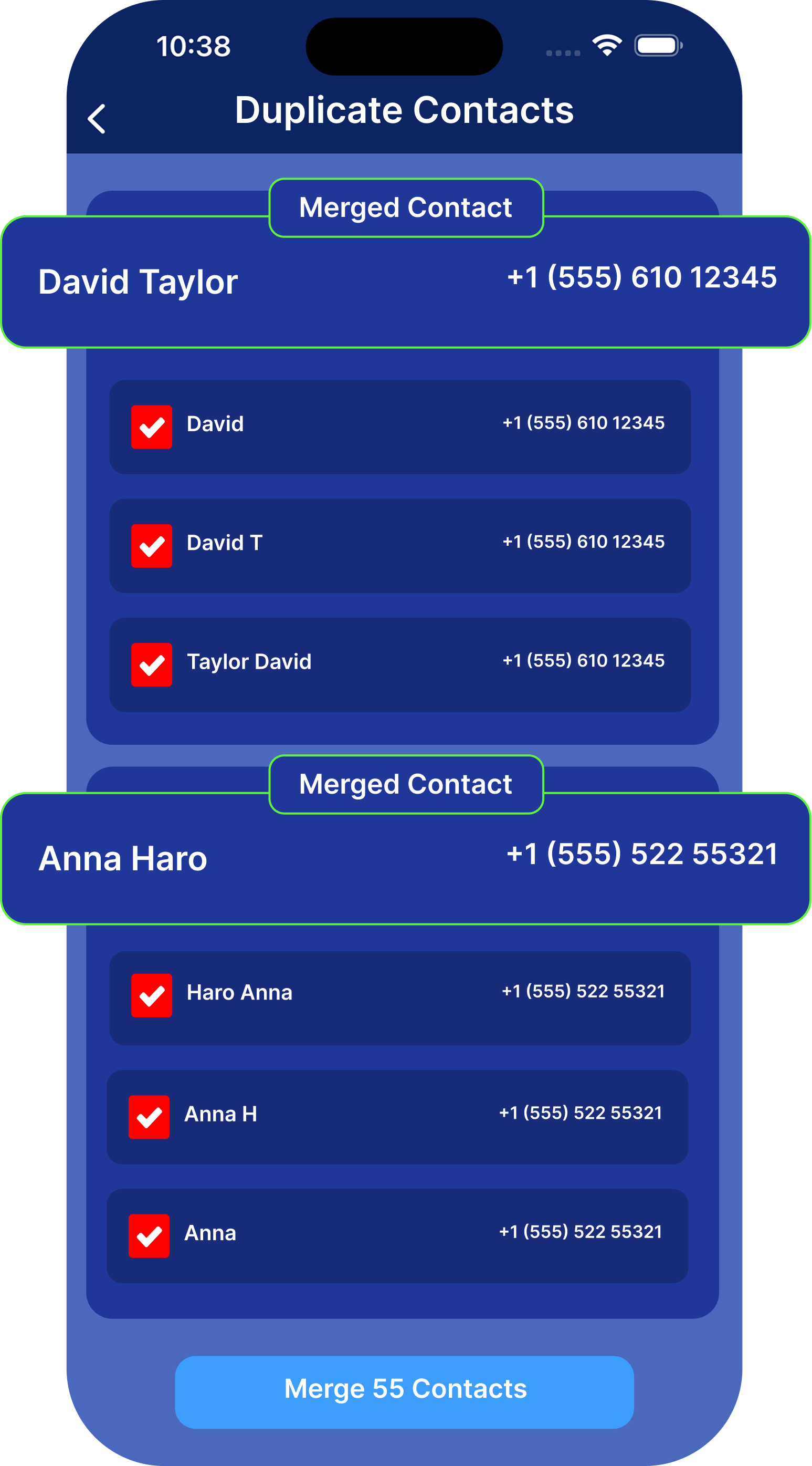 Cleana duplicate contact merger and organizer