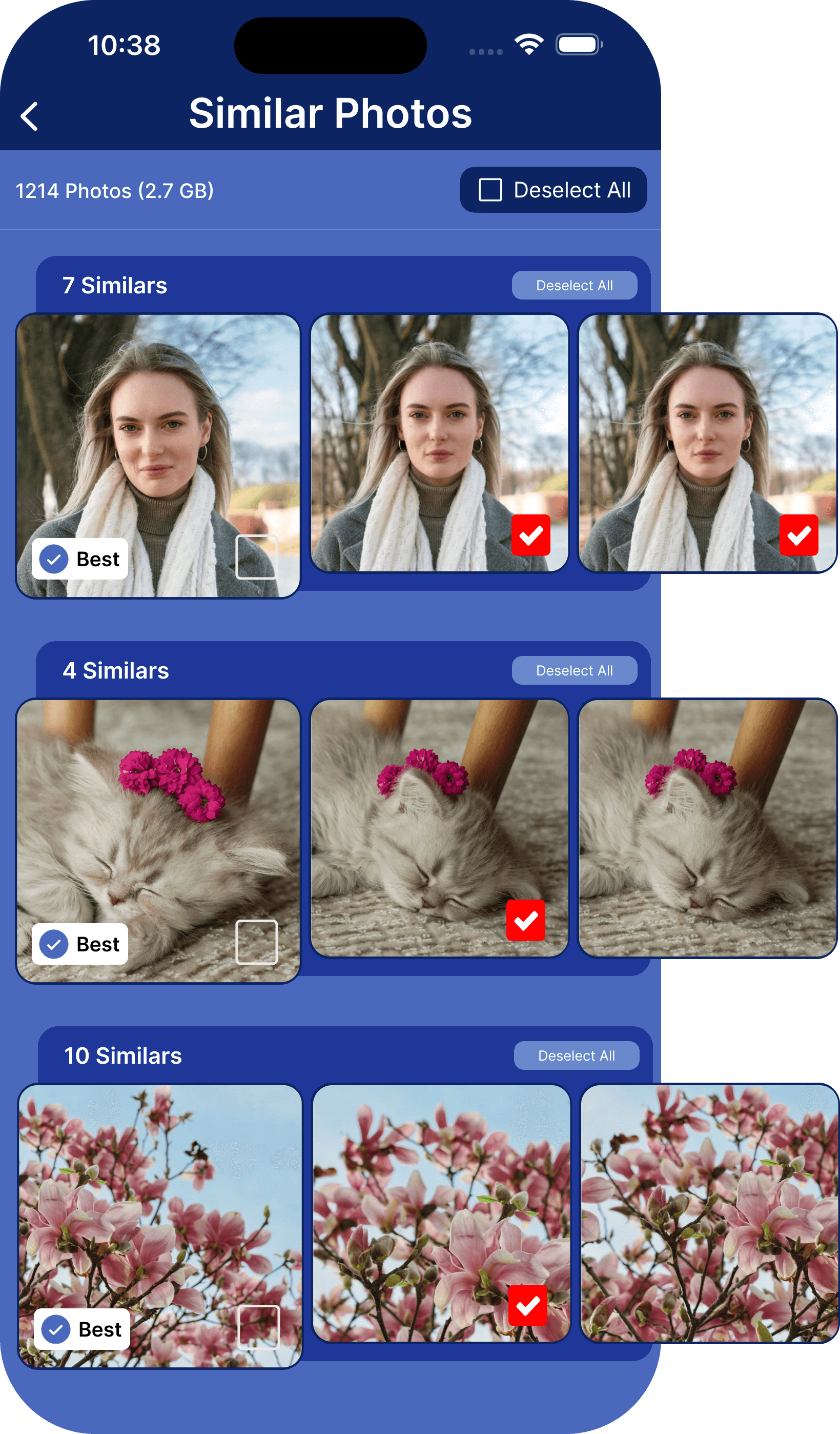 Cleana AI scanning and finding similar photos on iPhone